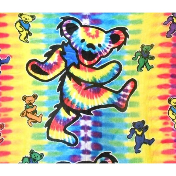 New Grateful Dead Tie Dye Dancing Bears Plush Throw Gift Blanket Fleece Rainbow - Picture 2 of 5